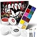 Produktbild Ligtmor Halloween Schminke Set mit Schwarz Weiß Rot Bodypainting Farben/12 Farben Gesichtsfarbe/Halloween Aufkleben, Kinderschminke Halloween für Vampir Schminke Zombie Schminke, Faschingsschminke
