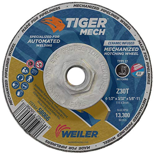 Image of Weiler 58066 4-1 /2 inch x 3 /32 inch Tiger Mechanized Pipeline, Z30T, Type 27, 5 /8 inch-11 Nut (Pack of 10)