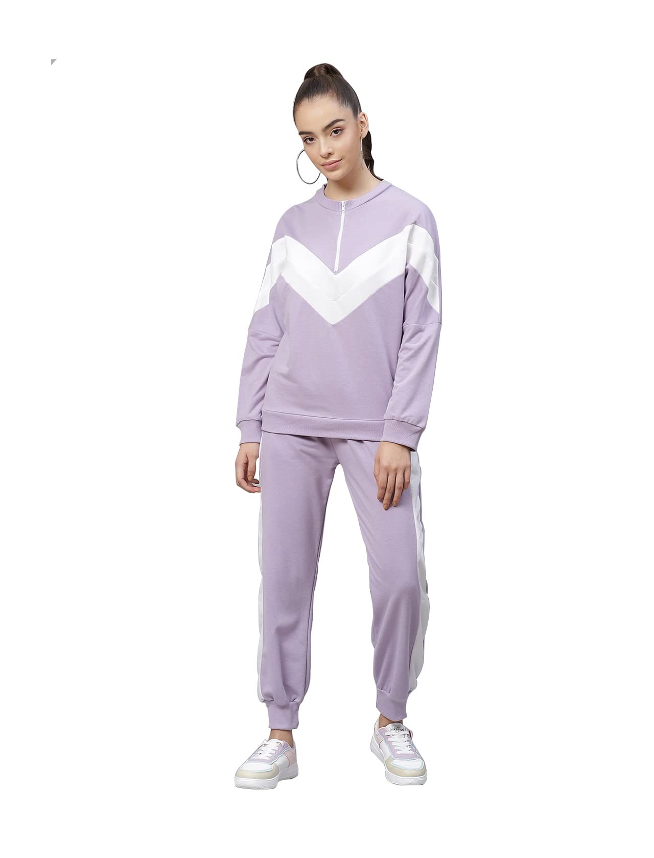 LaabhaWomen Black & White Striped Detail Tracksuit