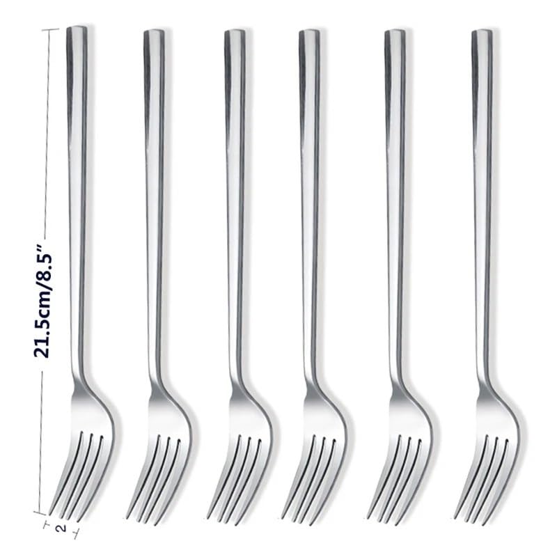 Juego de tenedores de 4/6 piezas, tenedor de mesa de acero inoxidable 304 de 8.5 pulgadas, mango largo coreano, para cena, carne, comida, carne, juego de tenedores de carne, cubiertos de