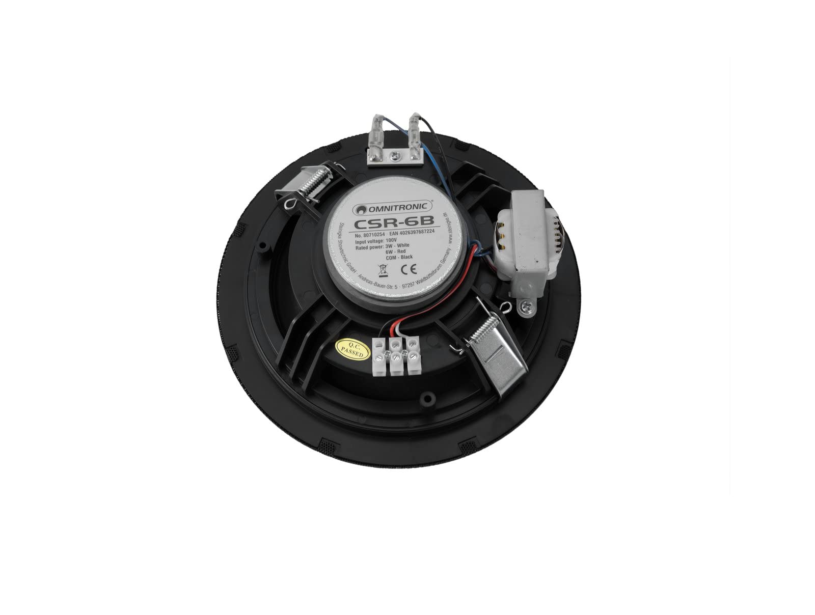 OMNITRONIC CSR-6B Deckenlautsprecher schwarz | 6"-Breitband-Einbaulautsprecher, 100 V, 6 W RMS, Ø 170 mm