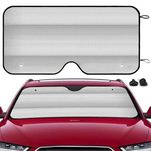 Image of Pivalo Car Windshield Sunshade Cover Foldable Reflective Aluminium Foil Sun Blocker UV Rays Protection Universal Sun Visor Front Window Protector Shield Heat Insulation for Car, SUV, Van (Silver)