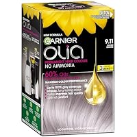 Garnier Olia Permanent Hair Colour Kit, Ammonia-Free & Nourishing, Shade 9.11 Silver Smoke, Long-Lasting Radiant Colour with Flower Oils, 100% Grey Coverage for Soft, Shiny Hair (Single Pack)