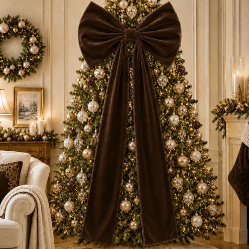 Knitgrip 1 Pack 20x71 in Christmas Large Velvet Bows, Chocolate B...