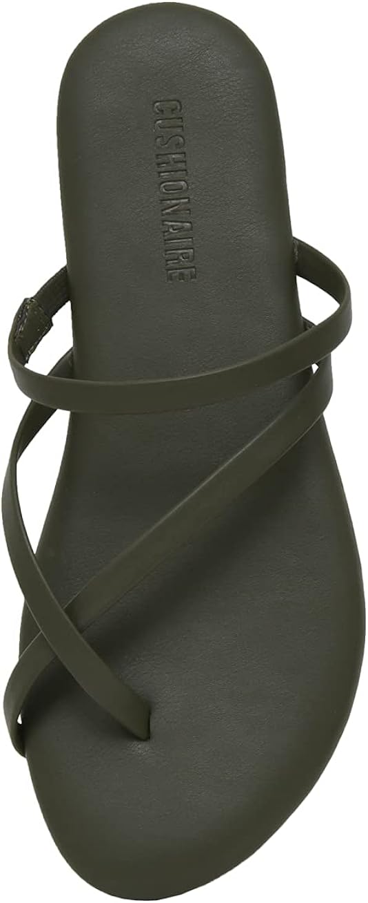 CUSHIONAIRE Women's Celina Flip Flop Sandal with Memory Foam 6.5 Moss