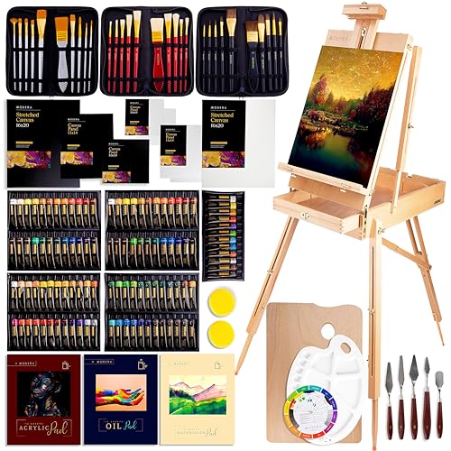 163-Piece French Easel Painting Set | All-in-One Deluxe Artist Starter