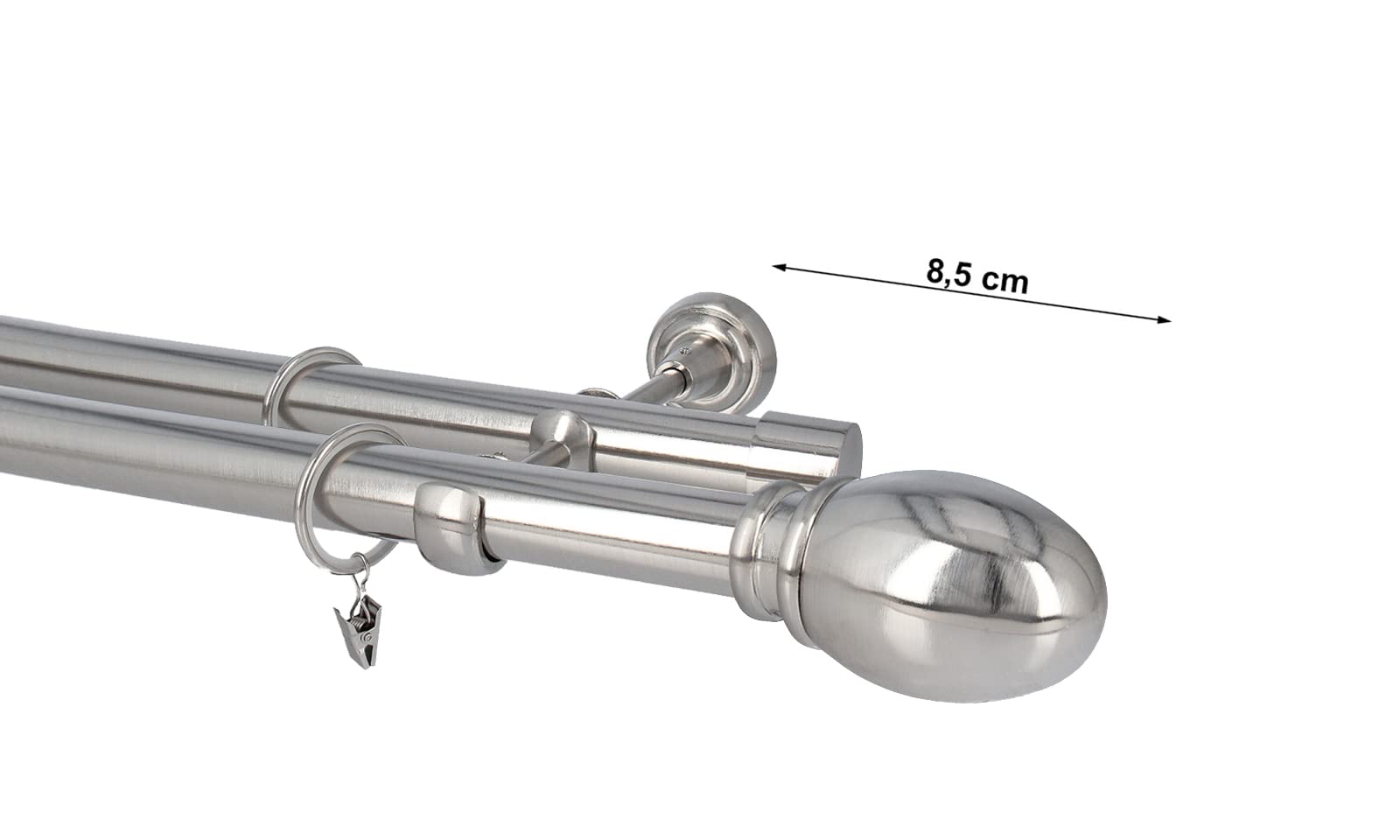 Kit Bastone per Tende in metallo 25/25mm Acciaio Inox Montaggio a Muro 360 cm Eufeme