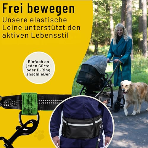 Hundefreund Bungeeteil für Joggingleine - 120 cm Ersatzleine mit elastischem Gummizug und 2 Schlaufen - Verlängerung für Hundeleine (Grün)