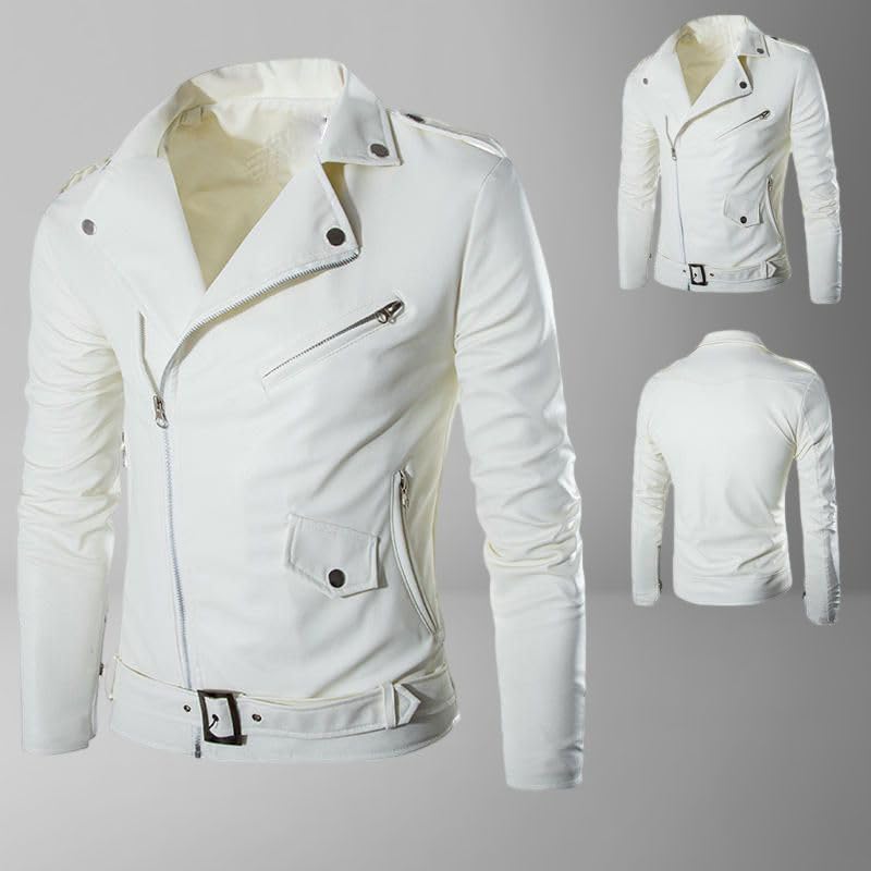 Chaqueta biker de cuero sintético PU para hombre miniatura 6