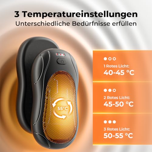 VOSFEEL Elektrischer Handwärmer 2er-Pack, Handwärmer Magnetische Tragbare 6000mAh, 3 Einstellbaren Heizmodi USB Wiederaufladbar… – Ansicht 4