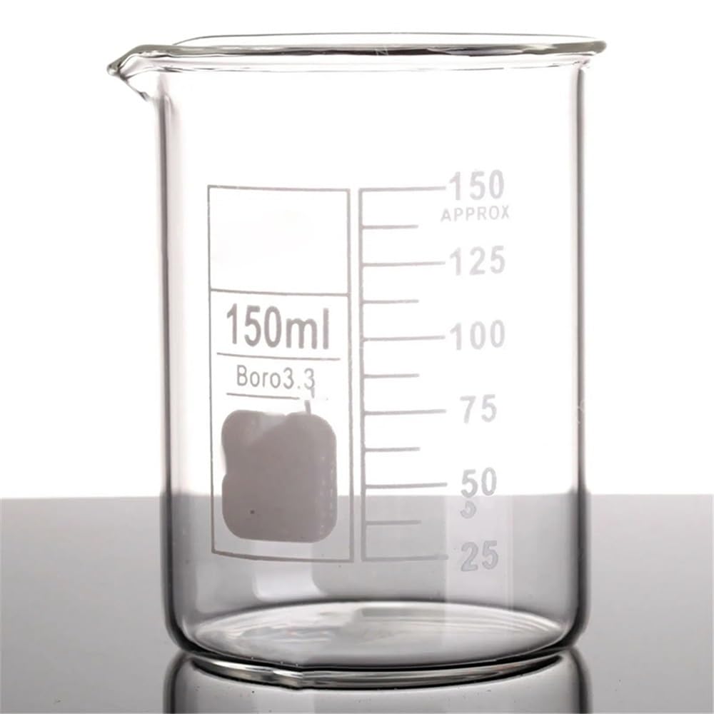 Bicchiere da laboratorio in vetro borosilicato, Becher in vetro borosilicato forma bassa, dimensioni multiple, 1 pz(4Pcs 50ml)
