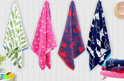 Image of ORIGINAL KIDS 6 Piece Towel Set - Bath Time in A While Crocodile- 2 Bath Towels, 2 Hand Towels, 2 Washcloths - 100% Cotton Jacquard Soft Absorbent Pool Beach Towel Gift - Green Blue