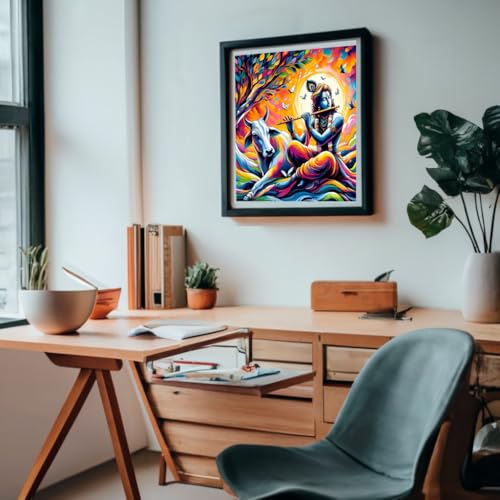 Image of Whattacraft! DIY Acrylic Paint By Number Kit For Adults Kids Beginner Number Painting Kit DIY Canvas Painting Wall Decoration,Krishna Color (WAC1-118), Multicolor