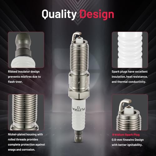Image of BDFHYK Iridium Spark Plugs LZTR5AGP Compatible with Jeep Wrangler, Compatible with Dodge Grand Caravan, Pacifica Town & Country Voyager, VW Routan 3.3L 3.8L V6 Replacement for 3381 Set of 6