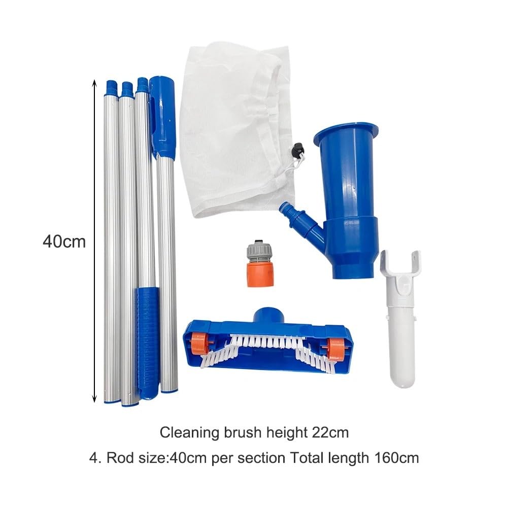 Set de Limpieza para Piscina Kit de Limpieza por aspiración para Piscinas Limpiador de Fondo de Piscinas Red de Limpieza de filtros de Piscina Skimmer Herramienta para Piscinas(Plug Kit)