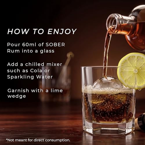 Image of SOBER Rum Alternative | 0.0% ABV Zero Alcohol Drink | Sugar Free Zero Calorie | Premium Non Alcoholic Rum with Caramel Vanilla Spice Notes | Alcohol Free Spirit for Mocktails & Mixers | 750ml