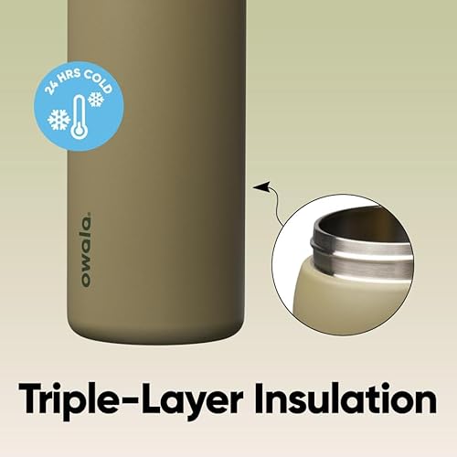 Miniatura 4 de Owala FreeSip - Botella de agua aislada de acero inoxidable con popote, botella de agua deportiva sin BPA, ideal para viajes, 32 onzas, todoterreno