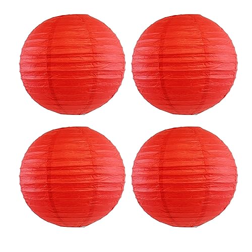 4Pcs Paper Lanterns Paper Lamp Shade Chinese Japanese Hanging Paper Lantern for Home, Party, Wedding, Christmas Decorations (Red,12 Inch)