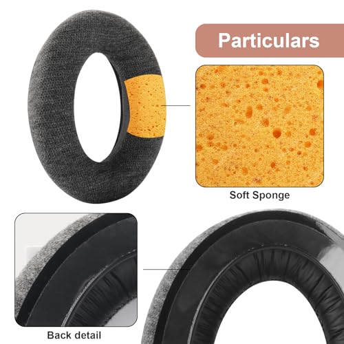 HD600 Ear Pads compatibles con Sennheiser HD650, HD660S, HD600, HD545, HD525, HD535, reemplazo de almohadillas de oído para auriculares X HD6XX, HD58X, HD580, HD565 Jubilee, tela de terciopelo mejorada miniatura 4