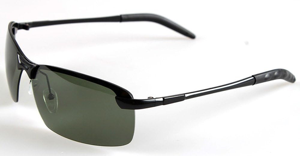 Mohawk Drive Polarised Hydrophobic Mens Sunglasses Average to Wide Face Metal Frame (Gunmetal / G15 Green Lens)