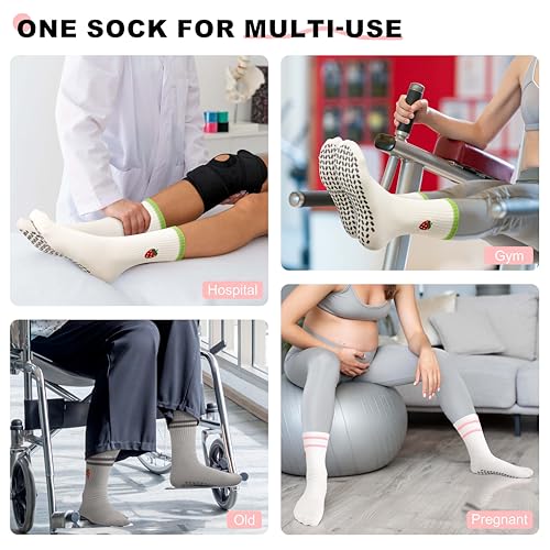Image of Pilates Socks with Grips for Yoga, Barefoot, Ballet, Barre, Hospital Non Slip Anti Skid Socks for Women and Men