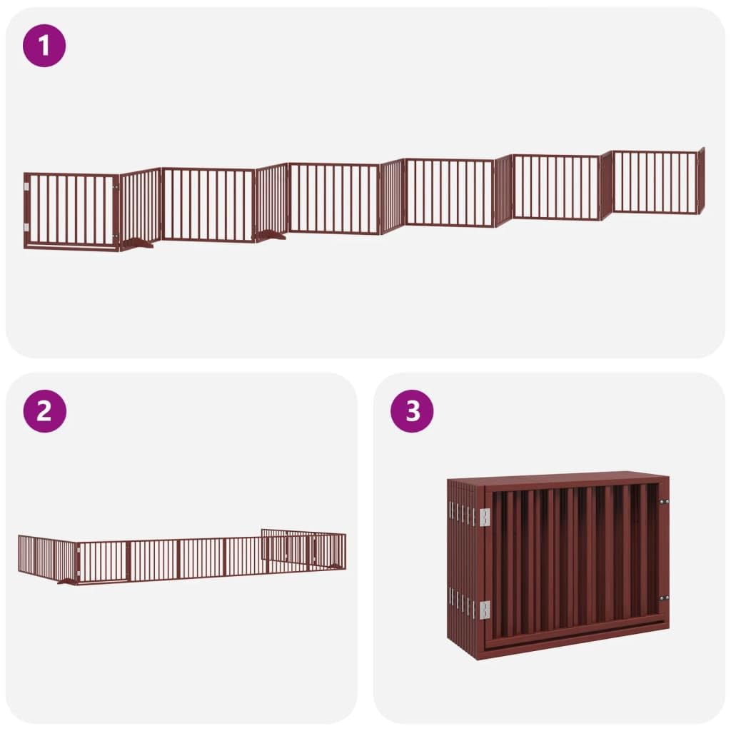 Homgoday Puerta de Perros Plegable 12 Paneles Madera álamo marrón 960 cm Barrera de Seguridad para Mascotas para Mascotas Pequeña Barrera de Seguridad para Escalera Pasillo