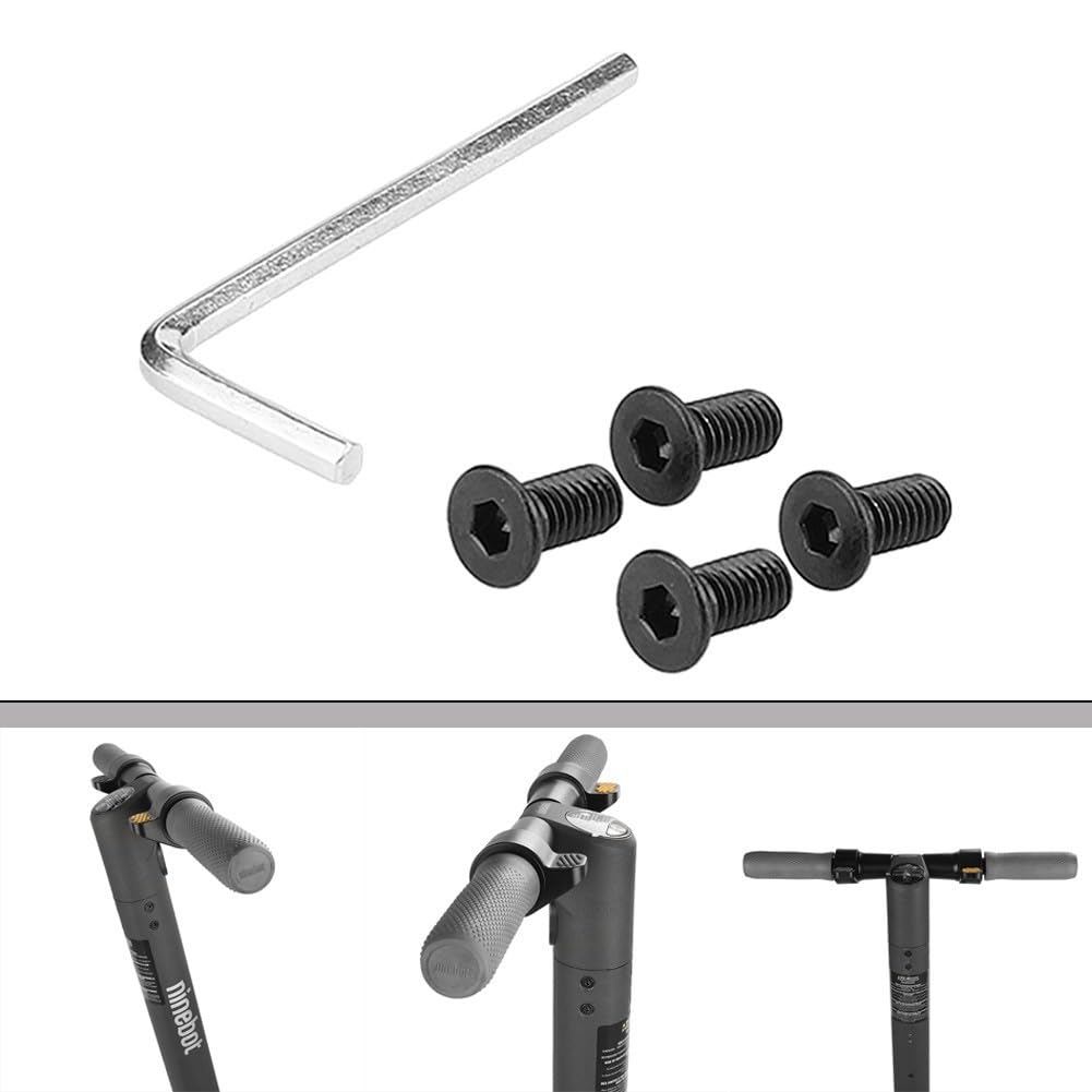 Kit de montaje de tornillo de acero inoxidable con llave para scooter eléctrico Ninebot ES1/ES2/ES3/ES4, juego de repuesto de pernos de mástil de frente, color negro