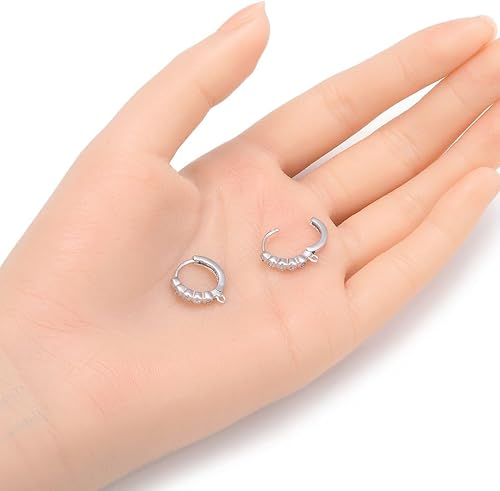 Miniatura 2 de Adabele - 4 ganchos redondos de plata de ley 925 auténticos para aretes, 5 circonitas cúbicas con alambre de oreja de circonita cúbica, resistente