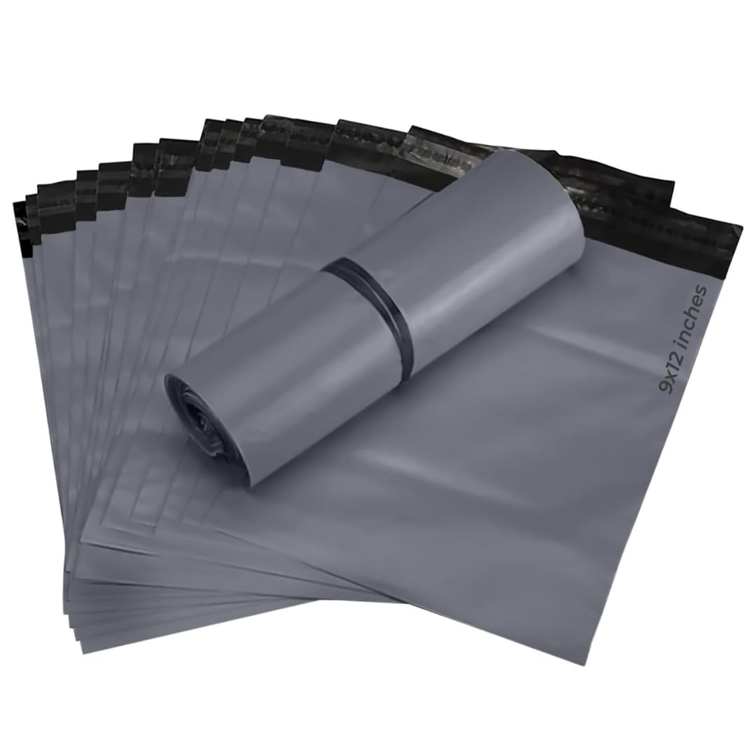 9x12 100 Mailing Bags Self Seal Grey Parcel Bags | Packaging Mailers Plastic Envelopes Medium Mailing Bags, Postage Bags, Shipping Bags | Tear Proof Delivery Bags for Parcels Packing
