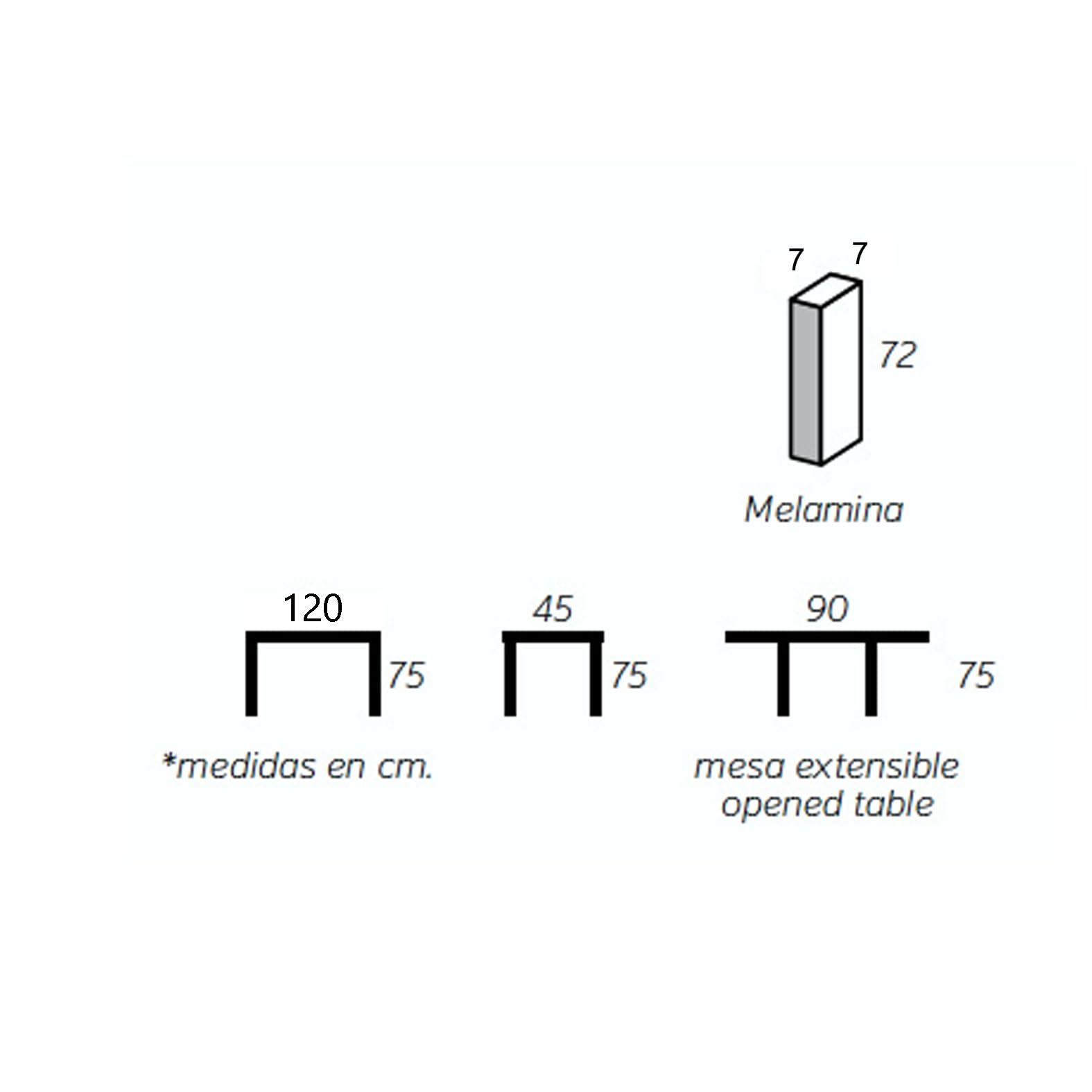 Mesa Consola Extensible Libro Blanca 120 x 45 Abierta 120 x 90 cm