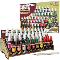 The Army Painter Warpaints Fanatic: Mega Set, 50 x 18 ml Modellbau Farben inkl. Metall, Wasch & Effekt farben, 1 Paint Station & 1 Pinsel - Für Wargames Tabletop Miniaturen & Warhammer