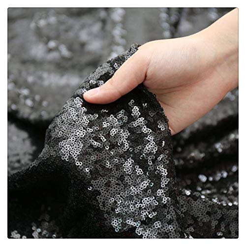 Image of Black Sequin Backdrop Curtain 4 Pcs Bling Fabric Backdrop Sparkly Photography Background Backdrop for Christmas Party Decoration