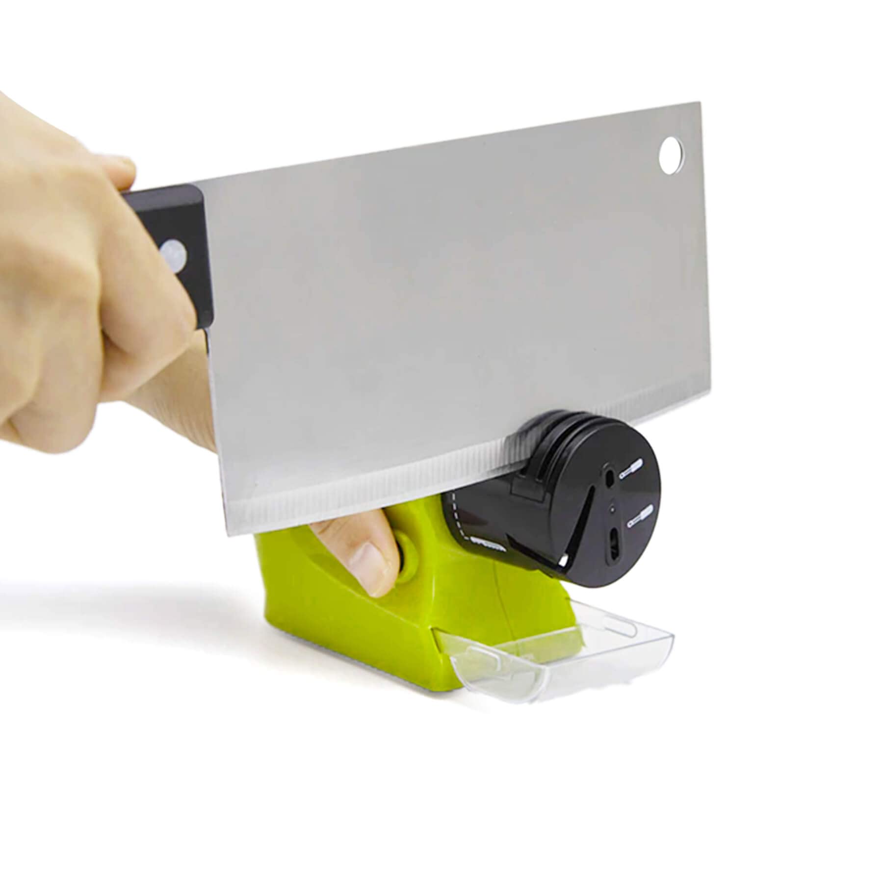 Retoo Affilacoltelli elettrico per coltelli e forbici, Affilatura Grossa, Coltelli affilati, Piccolo e Compatto, 4 batterie AA, Ergonomico per riparare e ripristinare le lame