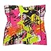 Graffiti Style 100% Silk Bandanas 4 Pcs, Colorful Painting Small Square Scarfs 25