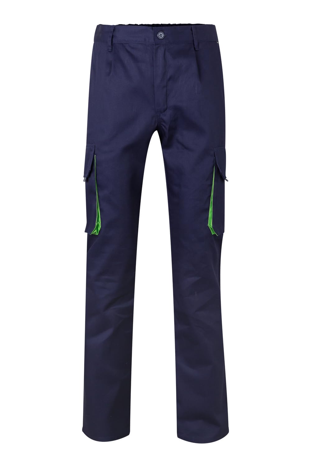 Velilla 103004; Pantalón Bicolor Multibolsillos; Color Azul Marino y Verde Lima; Talla 36