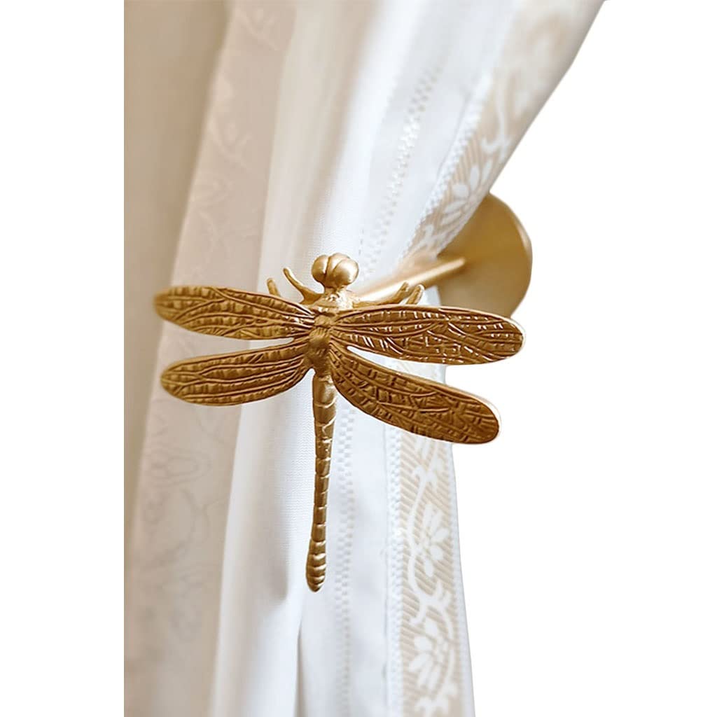 Curtain Holders Set of 2, Holders for Windows, Home Decoration Dragonfly Wall Hook Set of 2, Metal Curtain Tie Backs