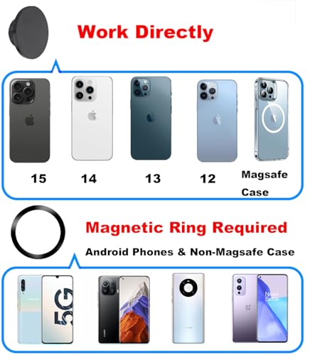 Rigdance Magnetic Phone Mount Base for MagSafe 17mm (0.67") Ball Socket, Phone Car Mount Accessory - Thumbnail 6