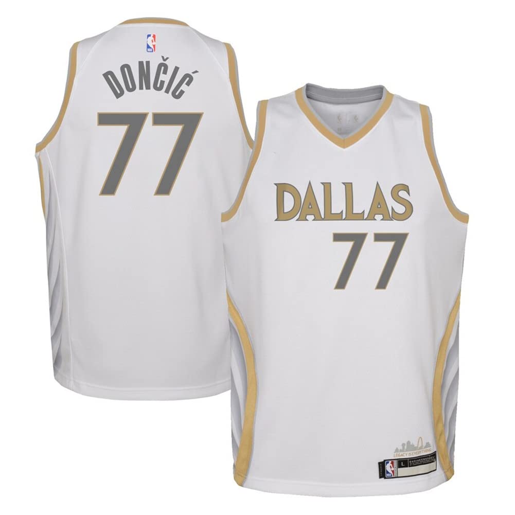 Luka Doncic Dallas Mavericks #77 White Gold Kids 4-7 City Edition Jersey