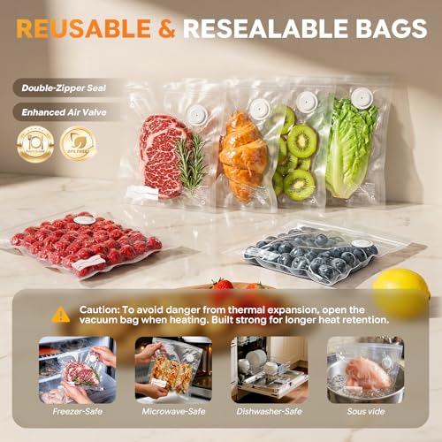 Image of Reusable Vacuum Sealer Bags for Food, 30 BPA-Free Medium (10 x 11in) Bags