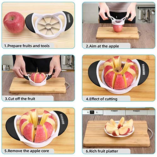 Schvubenr 3.5 Inch Apple Slicer - Professional Apple Cutter - Stainless Steel Apple Corer - Super Sharp Apple Slicer And Corer - Apple Corer Tool With 8 Sharp Blades(Black) #TOP2