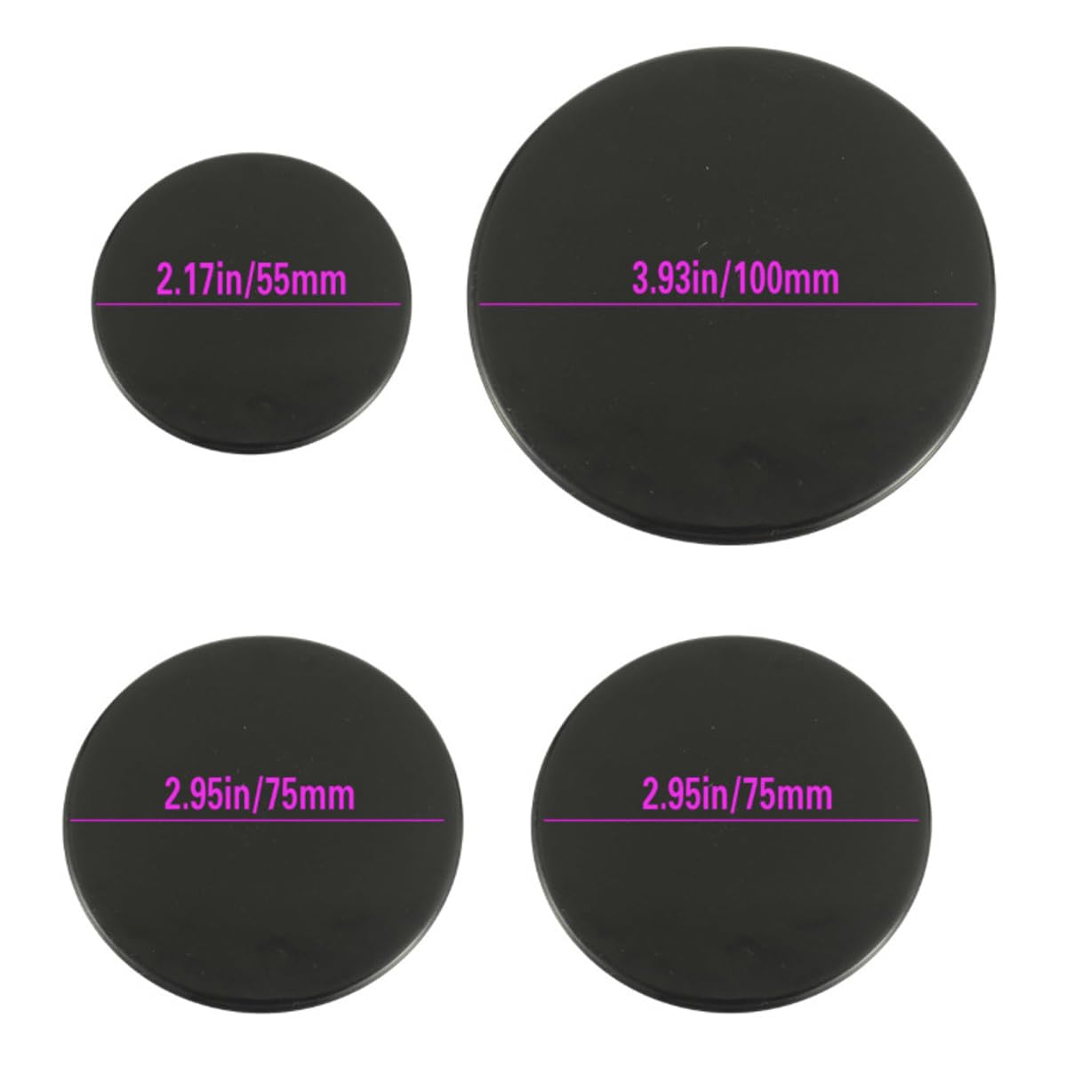 Juego de 4 tapas para quemadores de estufas de gas universales de 55 mm, 75 mm y 100 mm, tapas planas para quemadores de estufas de gas empotradas, accesorios para encimeras — view 7