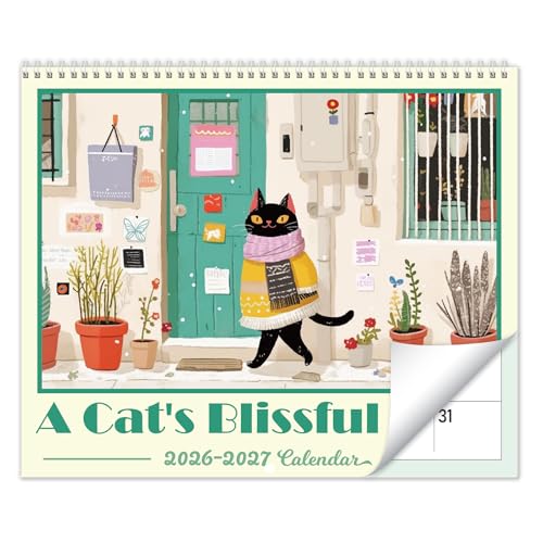 GuassLee Cat Vertical Wall Calendar 2026 13-Months Art Hanging Wall Calendar Jun. 2026 to Jun. 2027 14 x 23 Cute Cat Kitten Monthly Planner with Thick Paper for Office Home Decor Organizing