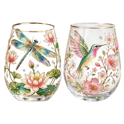 Verres à jus transparents Magpie 350 ml imprimés colibris durables