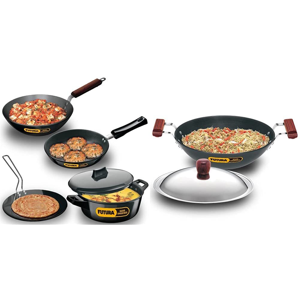 Buy Hawkins Futura Hard Anodised Cookware Set, 4 Pieces (Ls1) & Hawkins L26 Futura Hard
