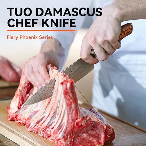 Image of TUO 8 inch Chef Knife in Japanese Steel AUS-10, 67 Layers Damascus Kitchen Knife, High Carbon Steel Blade with Dragon Pattern & Pakkawood Handle