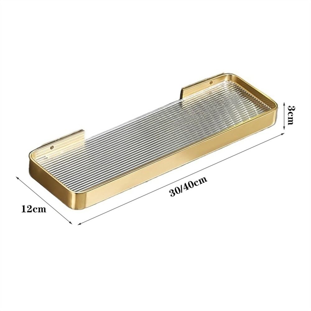 Duschablage zum Hängen Duschablage aus gebürstetem Gold, Badezimmerregale aus Aluminium zur Wandmontage, schwebende dekorative Lagerregale ohne Bohren for Badezimmer, Küche, Wohnzimmer Duschregal(30cm