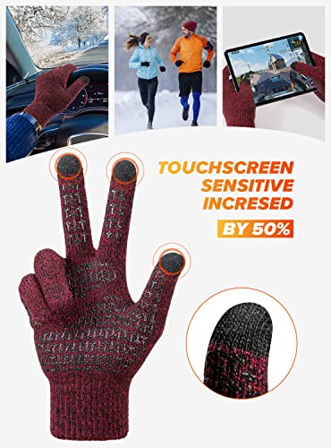 Image of TRENDOUX Merino Wool Winter Gloves for Men Women, Cold Weather Warm Touchscreen Unisex, Non-slip, Knit Elastic Cuff