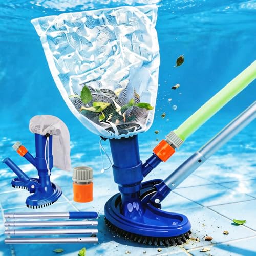 Cromaxa Handheld Pool Vacuum with 59 Pole - Garden Hose Powered No Battery or Electricity Underwater Cleaner for Above Ground Pool Spa Hot Tub & Pond Cleaning Kit