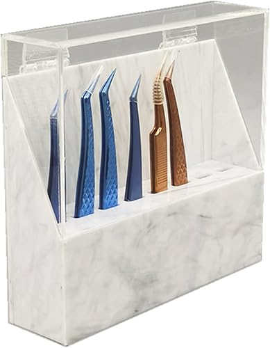 Estante para pinzas, soporte de pinzas a prueba de polvo, soporte de exhibición de pinzas acrílicas de 8 agujeros, estante de almacenamiento, caja