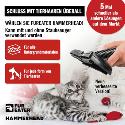 FurEater Tierhaar Staubsaugeraufsatz - Verbesserte Version | Staubsaugerbürste zur Entfernung von Tierhaaren, Fusselentferner für Möbel, Teppiche, Autoinnenräume, Tierhaarbürste mit Universaladapter